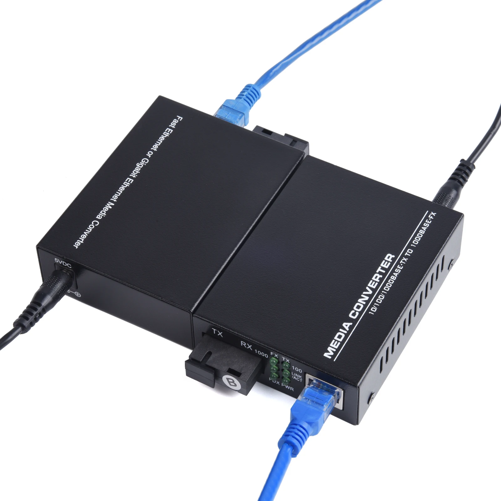 1 Pereche Gigabit Fiber Optic Media Converter 10/100/1000Mbps Modul Single 1 Fibre la 2 RJ45 UPC/APC SC-Port UE de Putere