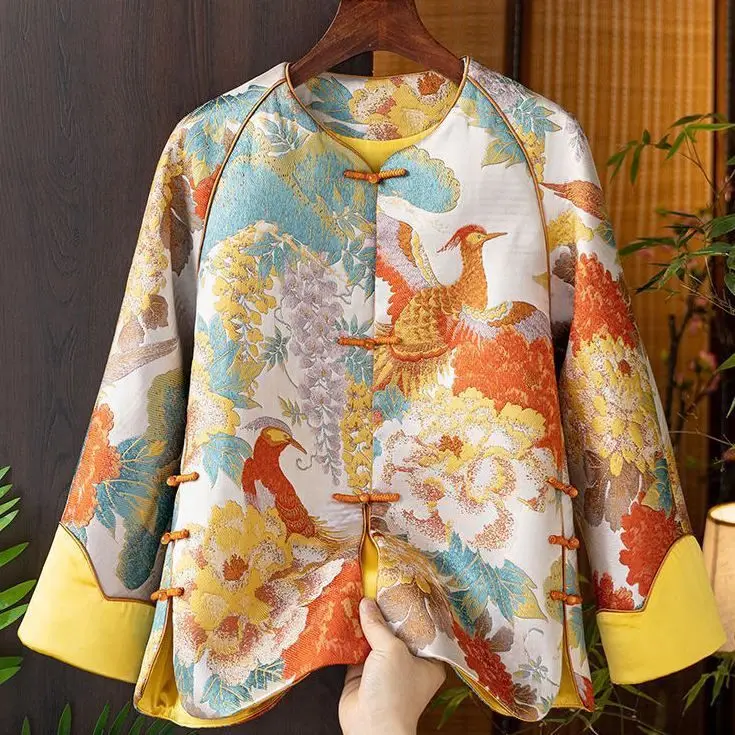 2023 noul stil Chinezesc tradițional hanfu haina tradițională mâneci lungi tangsuits bluza femei retro jacquard tang se potriveste haina