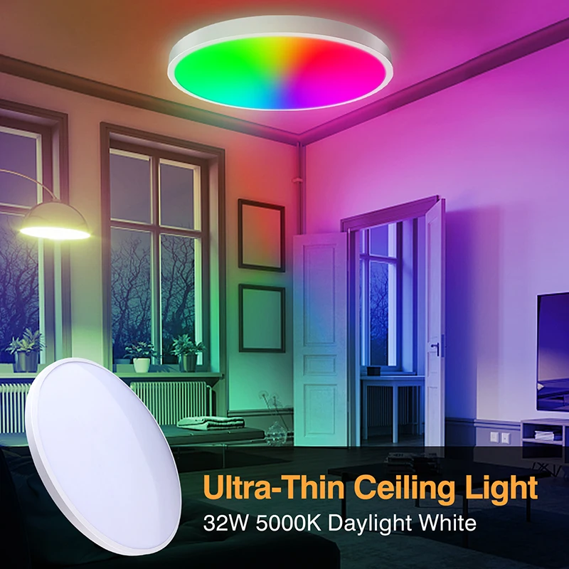 30cm Smart LED Lumina Plafon 24W RGBCW Flush Mount Lampă de Perete Tuya Control Estompat de Lumină Ambientală de Interior pentru Dormitor, Camera de zi