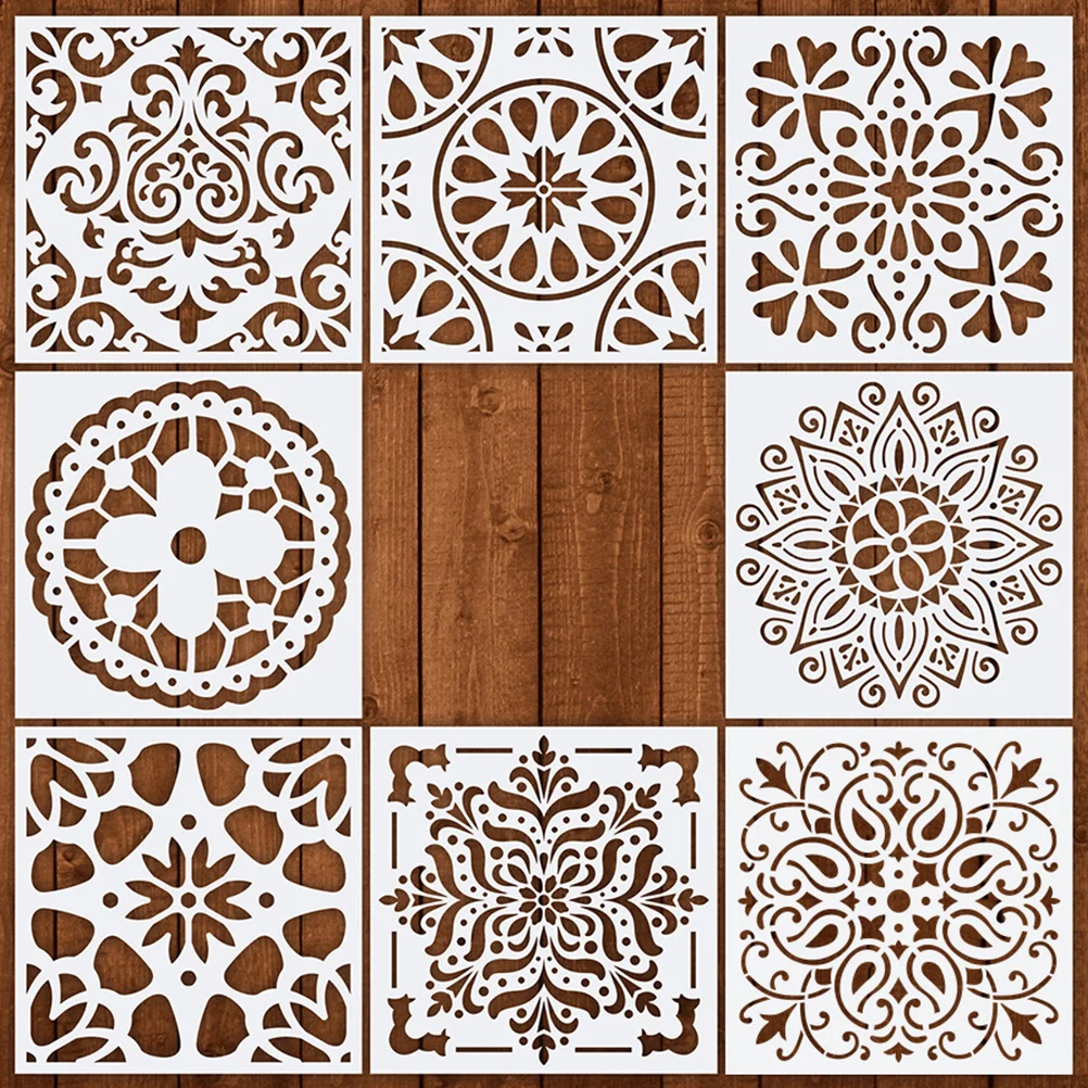 8 Pictura Sabloane Mandala Reutilizabile Șablon Desen Podea Țiglă de Perete Material Lemn Șabloane pentru DIY Proiecte de Artizanat Mobilier