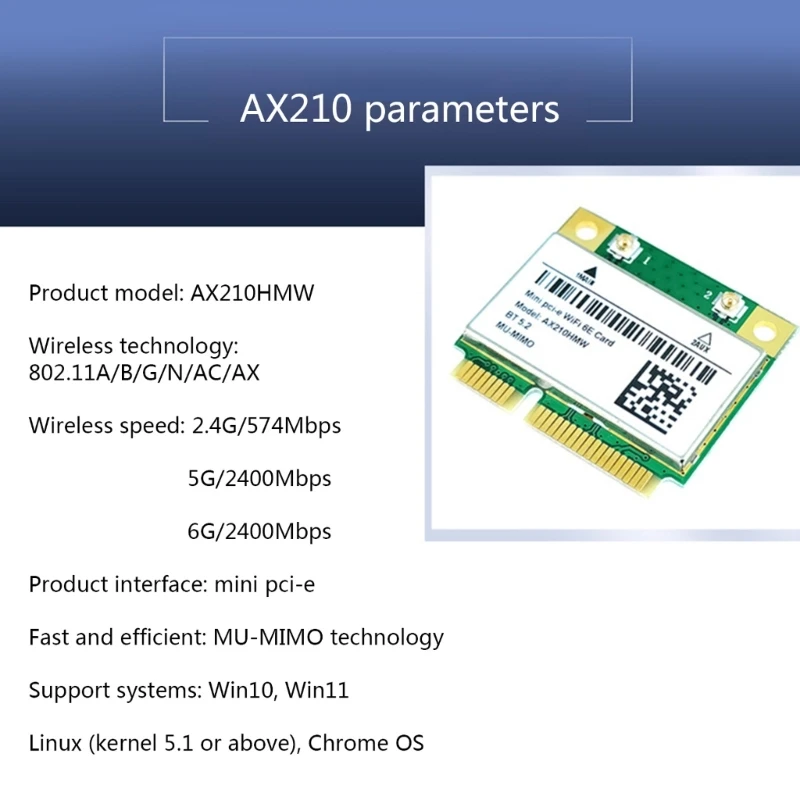896F WiFi6E AX210HMW Mini PCI-E placa Wifi Bluetooth-compatibil 5.2 Adaptor Wireless ForIntel AX210 Card AX210