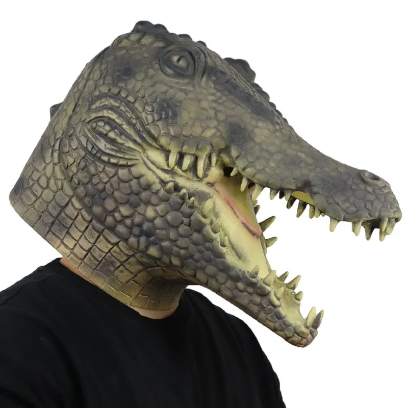 Amuzant Reptile Animale Mască De Latex Cosplay Aligator Cască De Halloween Bal Mascat Crocodil Costum De Prop