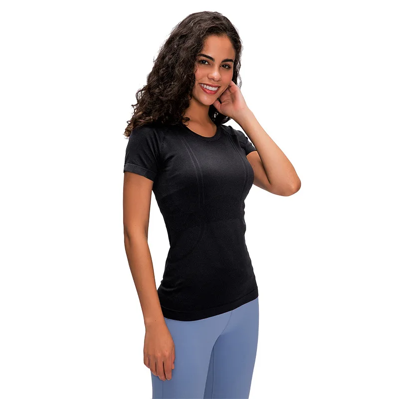 Cu Logo-Ul Fără Sudură Cu Maneci Scurte T-Shirt Pentru Femei Slim Fit Yoga Antrenament Topuri Întinde Sport Fitness Tee Sport Bluze Sport