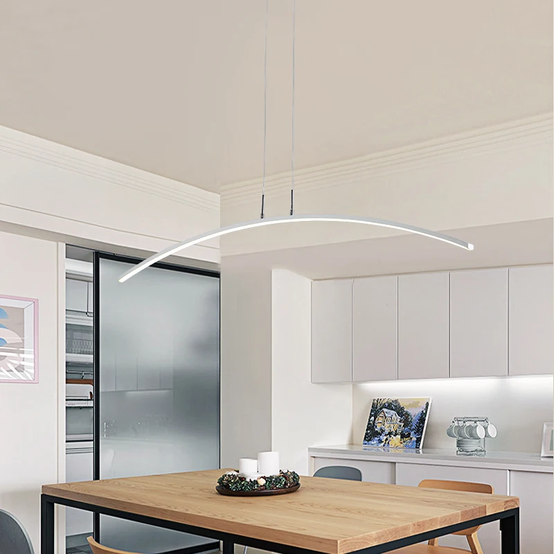 Inteligente moderne Linia Pandantiv cu LED-uri Lumini Nordice Simplu Alb Negru Candelabru Living Sufragerie Dormitor Bucatarie Decor Acasă Hanglamp
