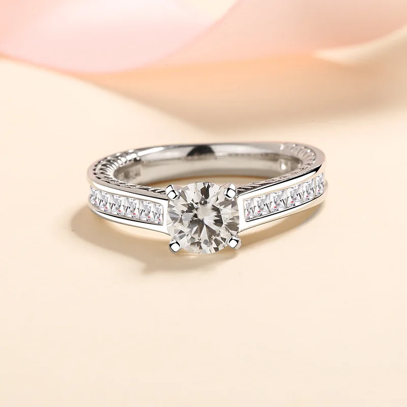 JECIRCON Femei Argint 925 Inel Încrustat D Culoare Moissanite 1 Carat Simulat Diamant Degetul Bijuterii Cadou pentru Prietena