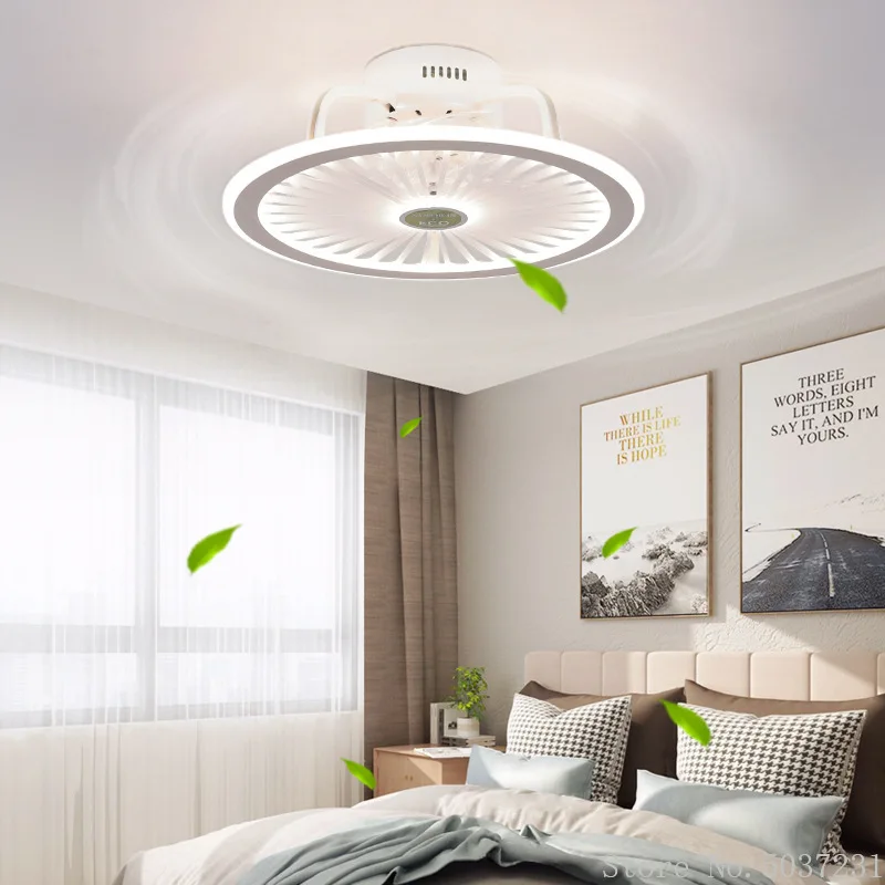 Nordic ventilator de tavan control de la distanță cu lumina Restaurant Living tăcut, invizibil ventilator 110V / 220V/APP Flush Mount