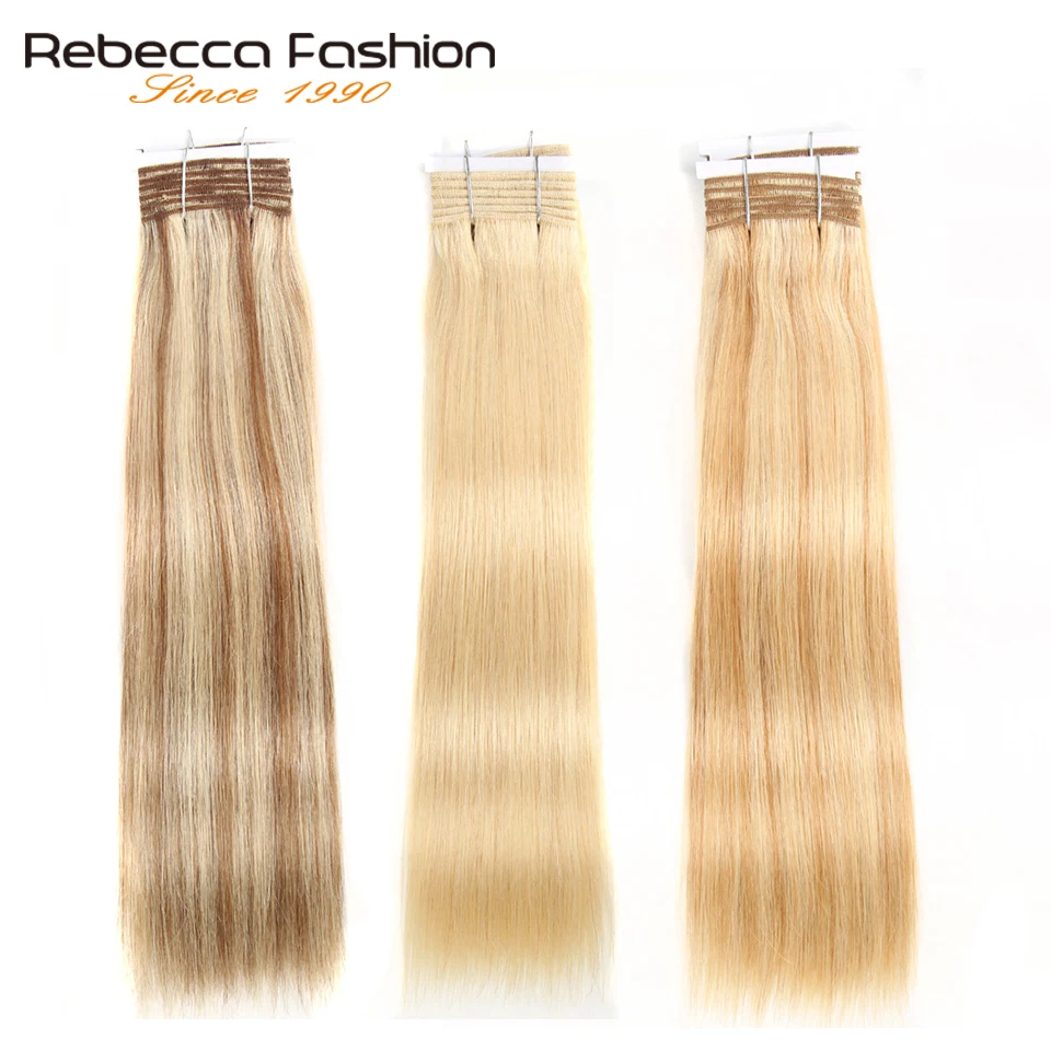 Rebecca Duble Trase de Păr 113g Brazilian Remy Matasoasa Direct Țese Păr Pian Maro 613 Blonda Culori de Păr Uman Pachete 1 buc
