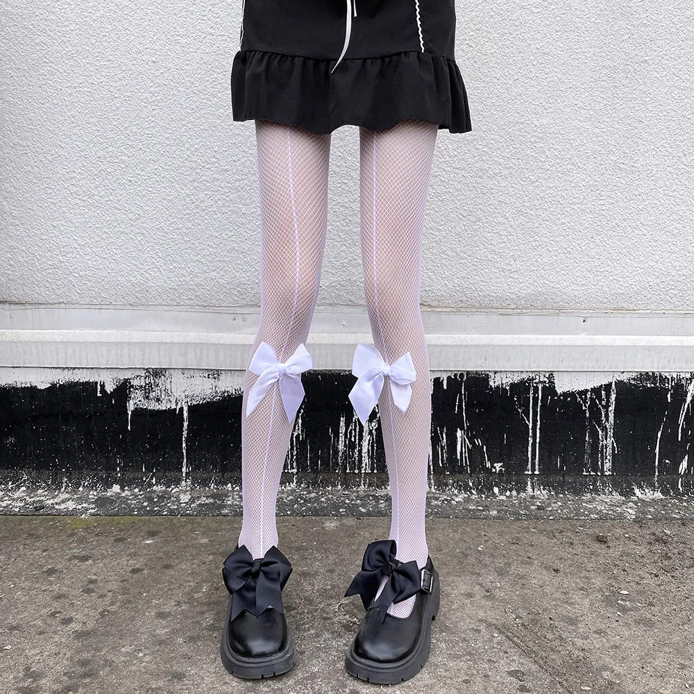 Sorbern Sexy Stil Japonez Chilot Lolita Bowknot Plasa Peste Genunchi Șosete Anti-Salturile Femei Dantelă Gol De Stocare