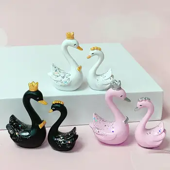 1 Pereche de Lebădă Desktop Ornamente opera de Arta Zâmbind Origine Animală Infrumusetarea Tort DIY Coroana Swan Sculptura Tort Swan Toppers Prezent