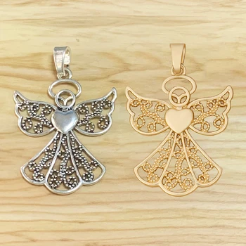 2 Bucati Mari de Mat Argintiu/Auriu Culoare Înger Păzitor Farmece Pandantive pentru Moda Colier de Luare de Bijuterii Accesorii
