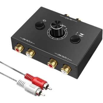 2 În 1 Din 1 În 2 Fast Audio Switcher Black Metal Audio Converter Pentru Multi-Dispozitiv De Conectare De Comutare Rapidă