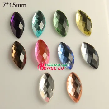 30pc/multe fațete 7x15mm navette cristale Flatback pietre strălucire de pietre de sticla pentru iphone makings multe culori pentru a alege