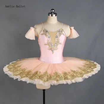 BLL416 Roz Pal Spandex Corsetul Balet Clatita Costum de Balet Pre-Profesional de Balet costume de Balet Copil și Adult Performanță Etapă Rochie