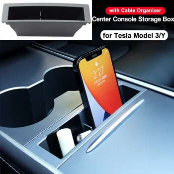 Consola Centrala Cotiera Cutie Depozitare Cartela De Telefon Cablu De Încărcare Organizator Caz Pentru Tesla Model Y 3 2023 Accesorii De Interior