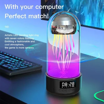 Creative 3in1 Meduze Colorate Lampa Cu Ceas Luminos Stereo Portabil Respirație Lumina Inteligent Decor Difuzor Bluetooth