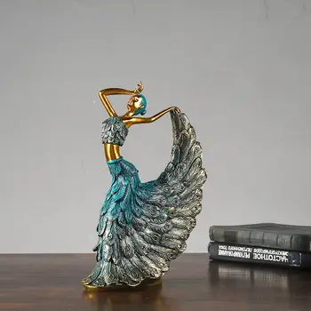 Dansatoare Figurine Păun Artă Abstractă Ornament Statuie Rășină Sculptura Model Home Office Decoartion Ambarcațiuni Desktop Decor