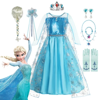 Disney Frozen Snow Queen Rochie de Costume pentru Copii Pentru Fete Petrecere de Carnaval Bal Rochie de Cosplay Imbracaminte Copii Princess Dress 3-12Y
