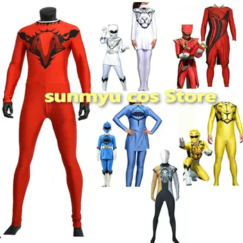 Doubutsu Sentai Zyuohger Roșu Alb Galben Albastru Costume Cosplay Costum,Dimensiuni Personalizate De Halloween