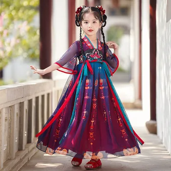 Fete Hanfu Rochie de Primavara-Vara 2023 Copii Noi Vechi Costum Zana pentru Copii Broderie Mozaic Tang Costum Ropa De Niña