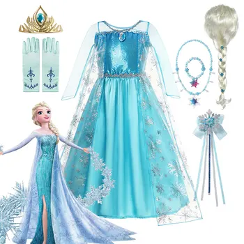 Fete Snow Queen Elsa Costume Pentru Copii Pentru Fete 2023 Petrecere De Carnaval Rochie De Bal Rochie-Joc Imbracaminte Copii Congelate Rochie De Printesa