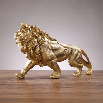 Golden Lion King Rășină Ornament Home Office Desktop Animale Statuie Accesorii Decor Camera De Zi De Decorare Acasă Ornament