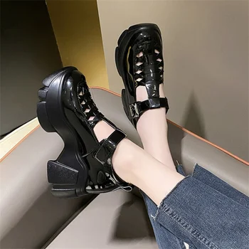 Gros cu Talpi de Ridicat Mici Pantofi din Piele 2023 Noua Runda Deget de la picior Stil Britanic Singur Pantofi Femei Respirabil Burete Unic Sandale