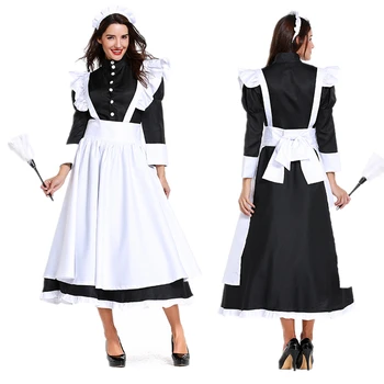 Halloween Cosplay Butler Rochie, French Maid Dress, germană Maid Dress, Negru și Alb Rochie Lunga, Unisex Stil de Rochie de Petrecere