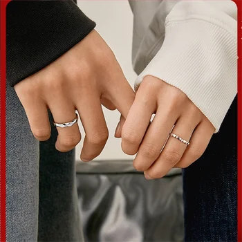 Inel pentru femei argint 925 reglabil Mobius cuplu inel de dragoste degetul arătător ring dragoste adevărată încoronare cadou de ziua Îndrăgostiților cadou pentru Petrecere