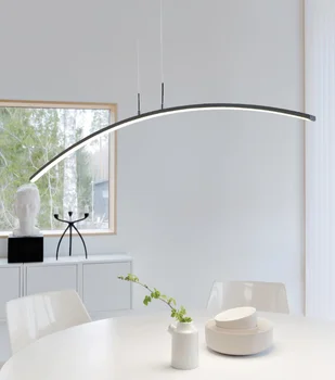 Inteligente moderne Linia Pandantiv cu LED-uri Lumini Nordice Simplu Alb Negru Candelabru Living Sufragerie Dormitor Bucatarie Decor Acasă Hanglamp