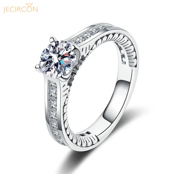 JECIRCON Femei Argint 925 Inel Încrustat D Culoare Moissanite 1 Carat Simulat Diamant Degetul Bijuterii Cadou pentru Prietena