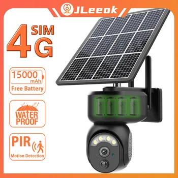 JLeeok 4MP 4G SIM Solare aparat de Fotografiat în aer liber, WIFI Camera de Supraveghere PIR PTZ Camera IP CCTV Baterii Camera de Securitate UBXO