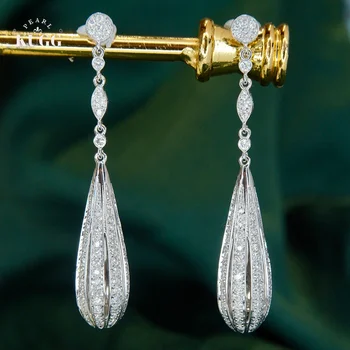 KUGG 18K Aur Alb Cercei Real Diamante Naturale 0.80 carate Design Minimal Elegant Picătură Cercei pentru Femeile Banchetul