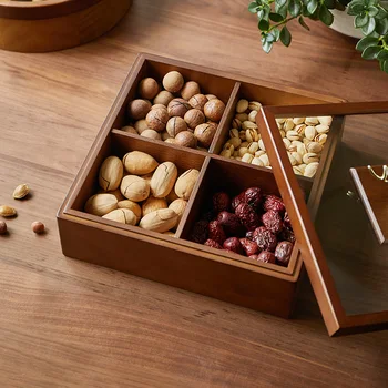 Modern din lemn masiv de bomboane și fructe uscate cutie masă de cafea living multi-strat partiție de depozitare sigilate