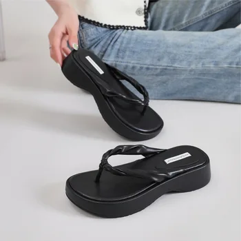 Negru Flip Flops pentru Femei Sandale Brand de Lux 2023 Vara Noi Plaja de Moda Casual Fund Gros Papuci pentru Femei