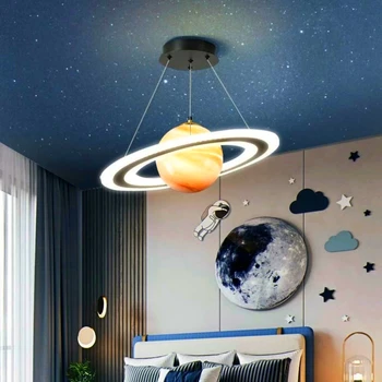 Nordic Acrilice Planeta Lumini Creativ Camera Copiilor Candelabru Rătăcind pe Pământ Jupiter Dormitor Lumini Astronaut Stele de Iluminat