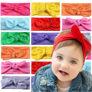 Nou-Născut Culoare Solidă Moale Nailon Elastic Copilul Bentita Arcuri Înnodate Copil Nou-Născut Fată Benzi De Păr Accesorii Fete Haarband