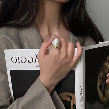 Noua Moda Geometrice Neregulate Baroc Pearl Inel Pentru Femei Retro Deschide Redimensionabilă Degetul Arătător Inele De Petrecere Bijuterii