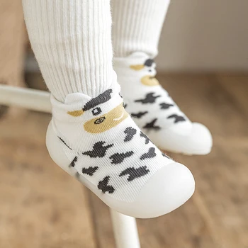 Noua Toamna Iarna Copil Primul Copil de Pantofi 6M-3Y Copii Interior Anti-Alunecare Desene animate Șosete Pantofi de Cauciuc Unic Bumbac Pre Pietoni