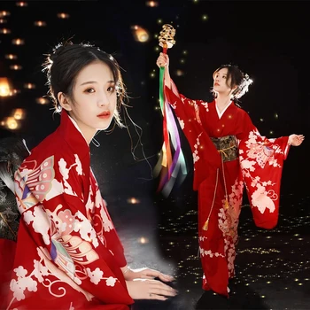 Noul Tradiționale Japoneze Yukata Kimono Cu Obi Femei Vintage Rochie de Seara Geisha Kimono Spectacol de teatru Costum de Cosplay de sex feminin 2023