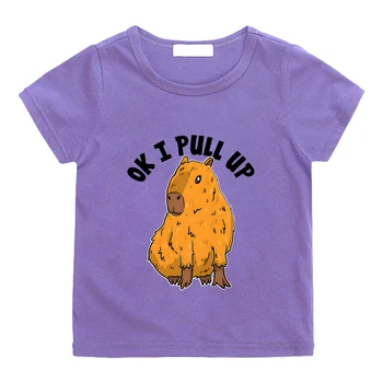 OK am TRAGE în SUS Capybara Cute Print Tee-tricou 100% Bumbac Casual cu Maneci Scurte T-shirt Kawaii Băieți și Fete, Copii Tricou Grafic