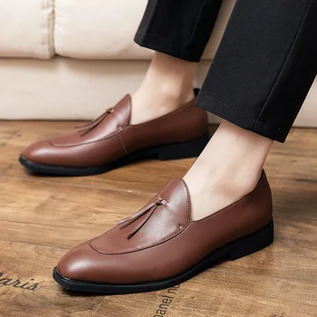 Patru Sezoane Noi Bărbați Respirabil Slip-on Pantofi de Piele de Dimensiuni Mari de Culoare Solidă în Partid Pantofi de Piele de Moda Mocasini PX109