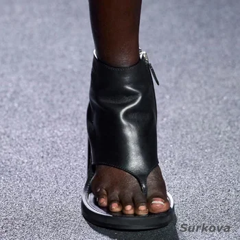 Primavara-Vara 2023New Pinch Sandale de Moda Rotund Deget de la picior Deget de la picior Deschis cu Fermoar Toc Înalt Sandale Casual Vintage Pantofi Negri Pantofi pentru Femei