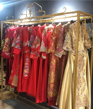 Rochie de mireasa rack rochie Aurie cheongsam rack de afișare Specială rochie de mireasa rack de Podea, raft de haine