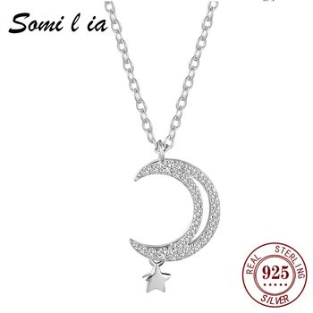 SOMILIA Lună și Stele Pandantiv Colier pentru Femei Autentice, Argint 925 Bijuterii Luna Colier colier crescent