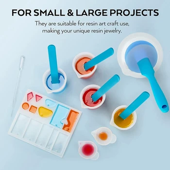 Silicon Rășină Epoxidică Cupe de Măsurare Tool Kit Cu Bețișoare Degetul Pătuțuri Pentru DIY Rășină Epoxidică de Amestecare a Face Bijuterii