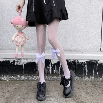Sorbern Sexy Stil Japonez Chilot Lolita Bowknot Plasa Peste Genunchi Șosete Anti-Salturile Femei Dantelă Gol De Stocare