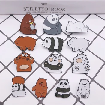 Ursul desene animate de colectare email ace de animale Drăguț Broșe pentru Haine insigna de Moda grizzly și ursul polar Panda Bijuterii pentru copii
