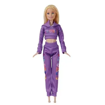 Violet Crop Top Pantaloni 1/6 BJD Papusa Haine Pentru Păpuși Barbie Costume Hanorace Pantaloni 11.5