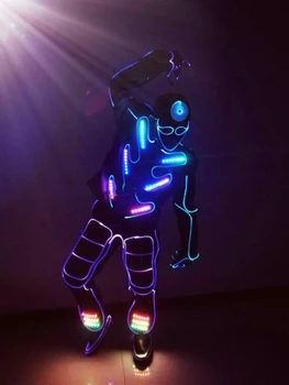 robot de dans IED de programare led costum de scena show-aprinde costum de performanță arată îmbrăcăminte lumina stralucitoare costume